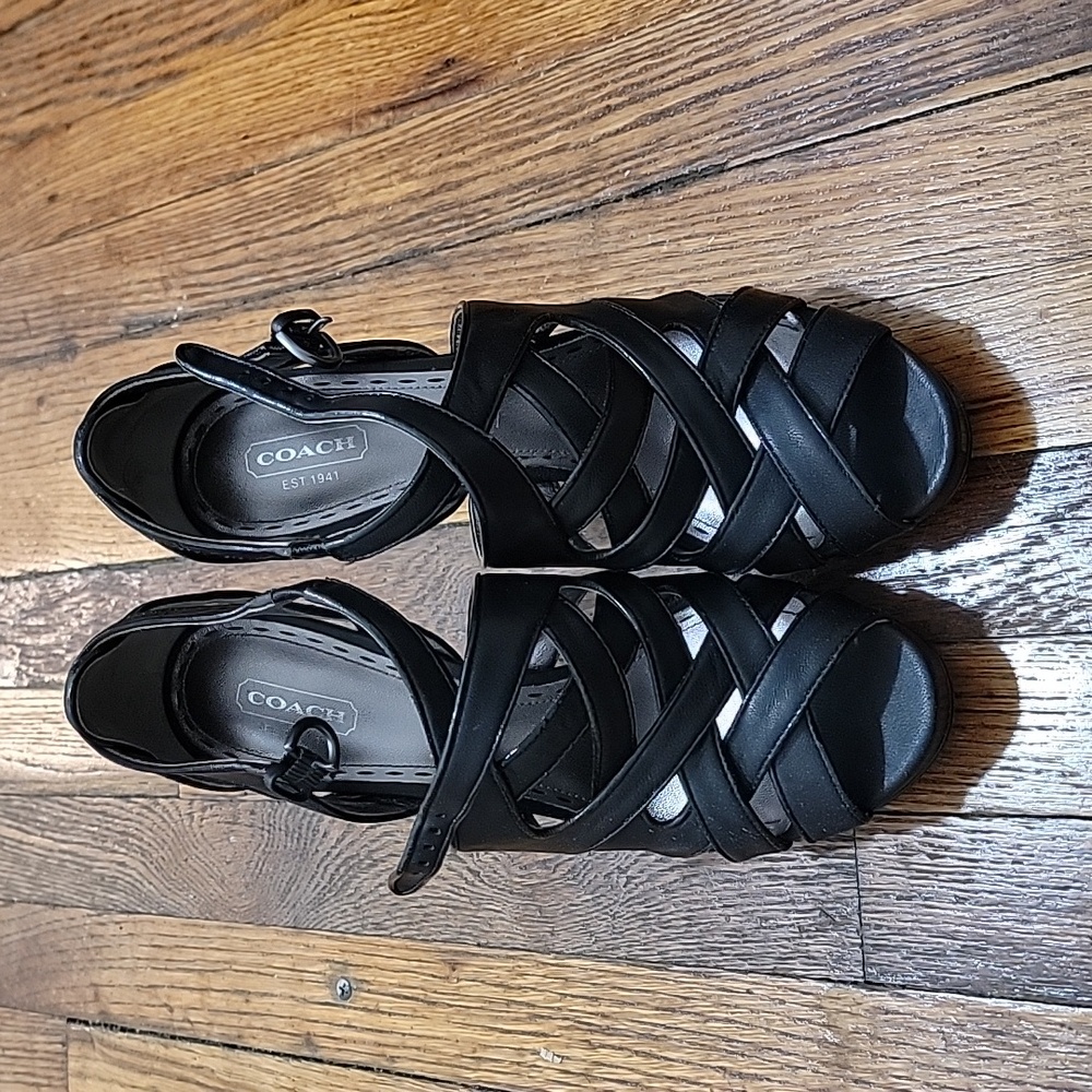 Coach: Black coach high heel shoes